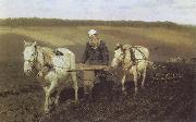 Ilya Repin A Ploughman,Leo Tolstoy Ploughing oil on canvas